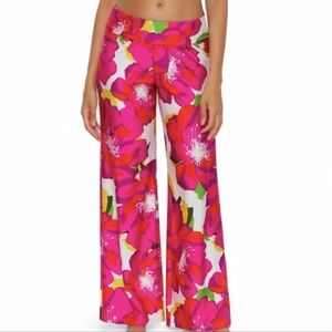 Trina Turk Swim Beach Resortwear Cover Up Vibrant Floral Wide-Leg Pants L